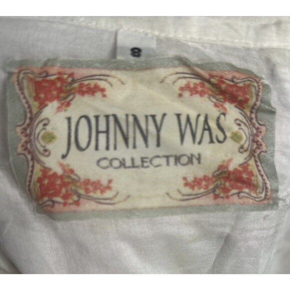 Johnny Was Collection Skirt 8 Floral Embroidered Beaded Dainty Lace Cotton Midi - Picture 8 of 9